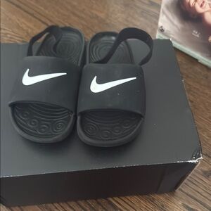 Nike Black Slide Sandals with Textured Footbed